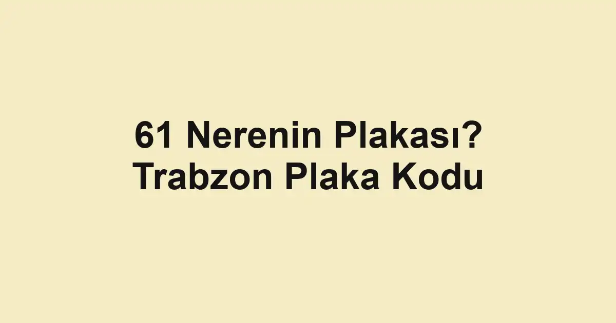 61 Nerenin Plakası? Trabzon Plaka Kodu
