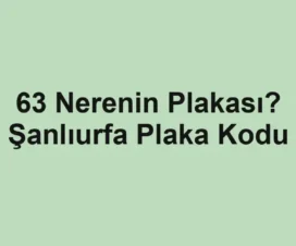 63 Nerenin Plakası? Şanlıurfa Plaka Kodu